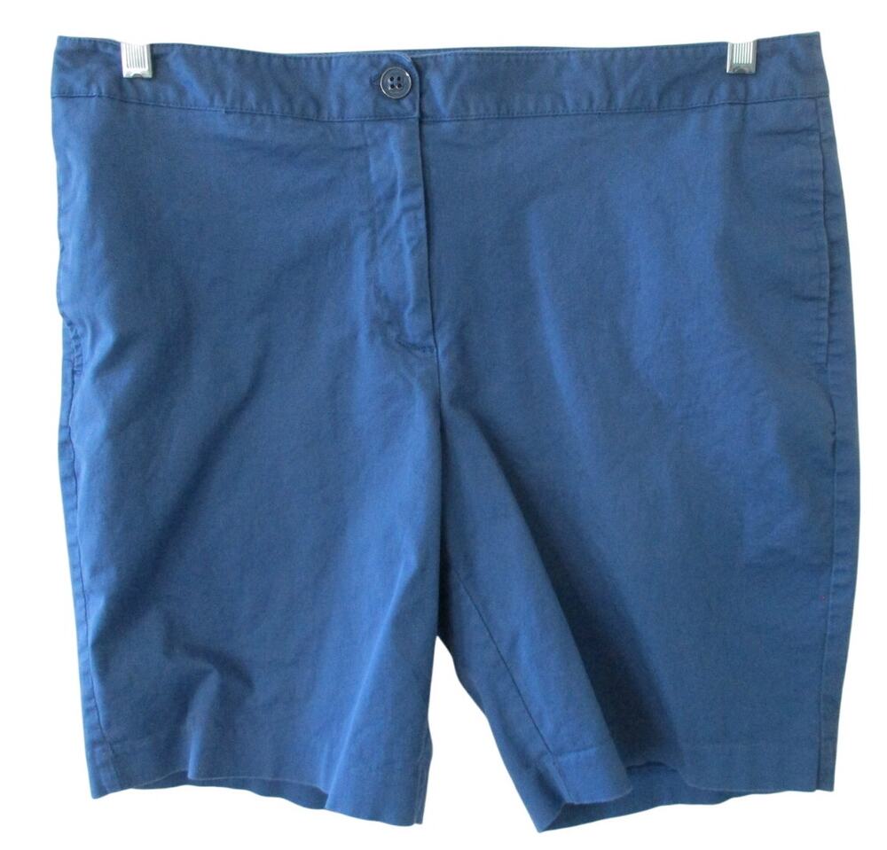 Liz Claiborne Women's Blue Mid Rise Stretch Zip Front Shorts Size 14